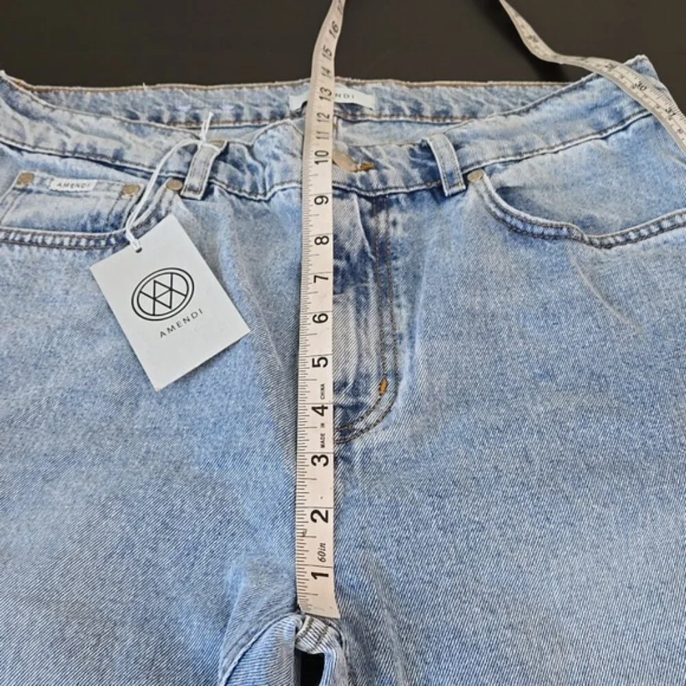 Amendi Rosie - Light Me Up High Rise Cotton Denim Stone Washed W32 L32 - Picture 15 of 16